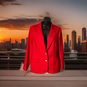 Haberdashery by Personal Women's Red Wool Blazer Size 10 Vintage